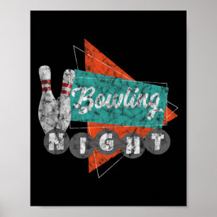 Poster Camiseta Retro de Boliche Homens Mulheres Vintage 