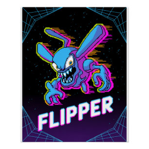 Póster Camiseta Retro Tempest Flipper Arcade Vilão Cartoo