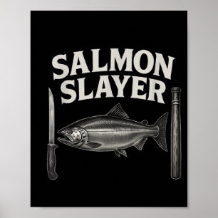 Poster Camiseta Salmon Slayer Truta e Pesca de Salmão 