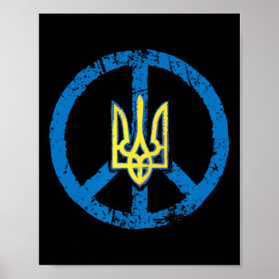 Poster Camiseta Sinal de Paz Ucrânia Ucraniano Tryzub 