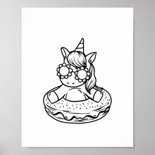 Poster Camiseta T- Unicórnio Infantil Em Uma Rosquinha Pa