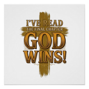 Póster Camiseta Tipografia Vintage Cruz Cristã Deus Vence