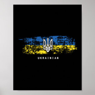 Poster Camiseta Ucraniana Tryzub Bandeira da Ucrânia Trid