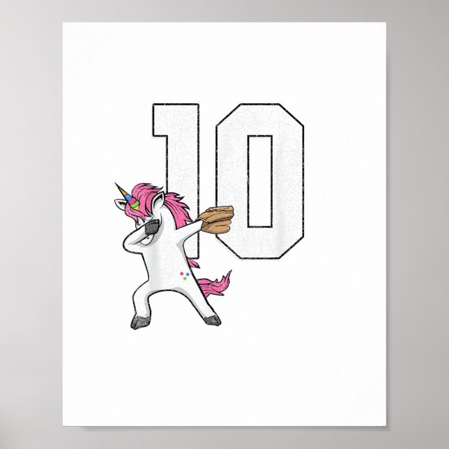 Poster Camiseta Unicórnio Dabbing Softbol Número 10 - Sof (Frente)