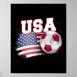 Poster Camiseta Vintage Bandeira Americana Bola de Futebo