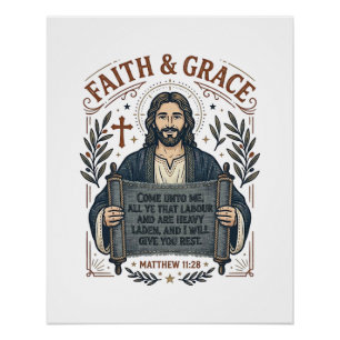 Póster Camiseta Vintage de Jesus Cruz de Bordado Gráfico