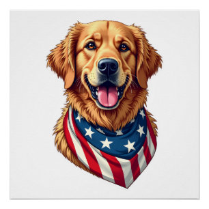 Póster Camiseta Vintage do Golden Retriever Salpicado de