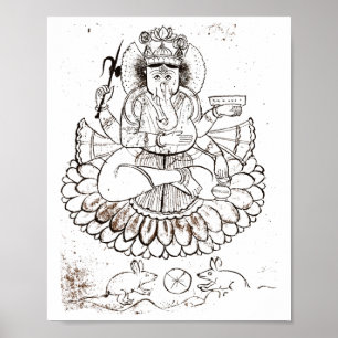 Poster Camiseta Vintage Lord Ganesha Hindu Hinduísmo Yoga