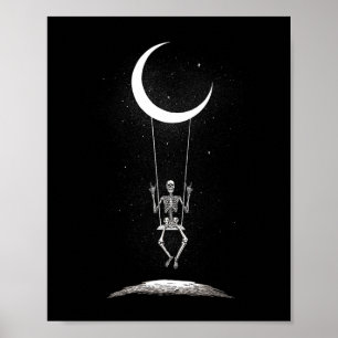 Poster Camisetas De Bandas De Lua Rock On Skeleton - Rock