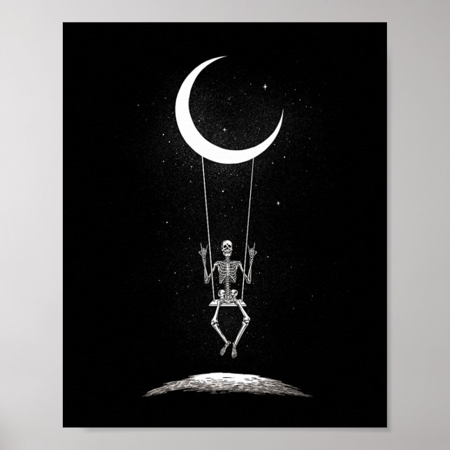 Poster Camisetas De Bandas De Lua Rock On Skeleton - Rock (Frente)