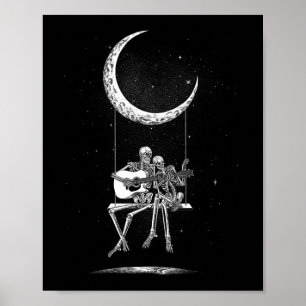 Poster Camisetas De Bandas De Lua Skeleton - Rock And Rol
