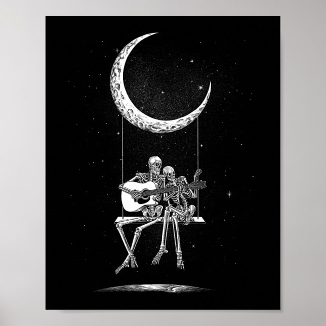 Poster Camisetas De Bandas De Lua Skeleton - Rock And Rol (Frente)