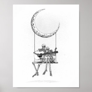 Poster Camisetas De Bandas De Lua Skeleton - Rock And Rol