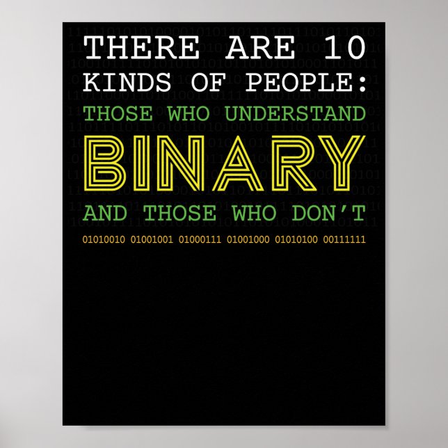 Poster Camisetas de Geek de Código Binário do Computador  (Frente)