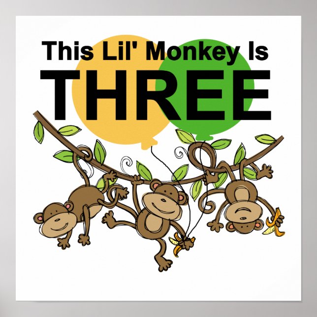 Póster Camisetas e presentes para aniversário de 3 anos d (Frente)