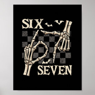 Poster Camisetas engraçadas 67 Meme Esqueleto Mão 6 7 Hal