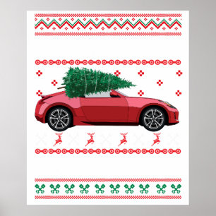 Poster Camisola Feia de Natal Árvore de Natal Carro Antig