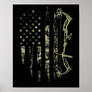 Poster Camo American Flag Bowhuning Arco Archery Deer Hun
