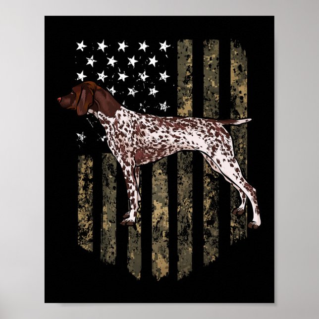 Poster Camo American Flag German Shorthired Pointer 4th (Frente)