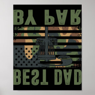 Poster Camo Disc Golf Melhor Pai pela Par Bandeira Americ