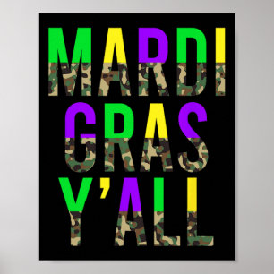 Poster Camo Mardi Gras Y Camouflage Partido Mardi Gras