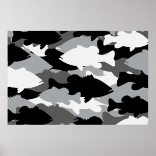 Poster Camo Negro de Pesca Bass