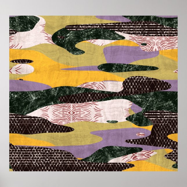 Poster Camo Shapes: Montagem de Colagem Viva. (Frente)
