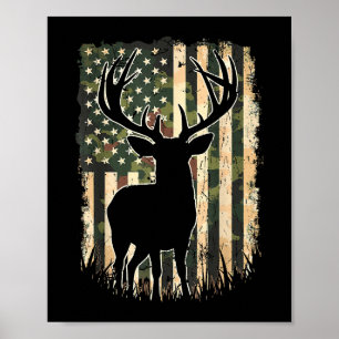 Poster Camo US Flag Deer Hunting Camoflage Hunter