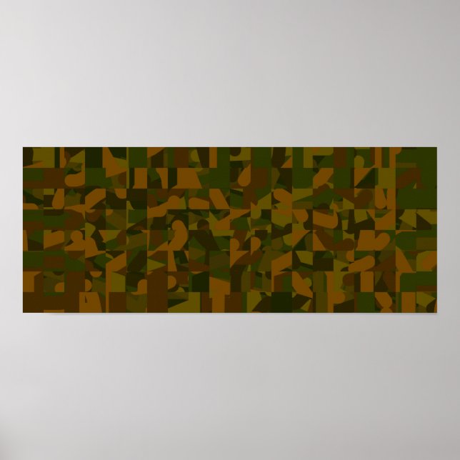 Póster Camo verde e castanho, padrão Abstrato. (Frente)