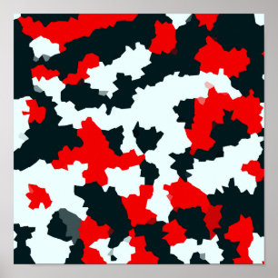 Poster Camo Vermelho Cristal Abstrato Mosaico Irregular