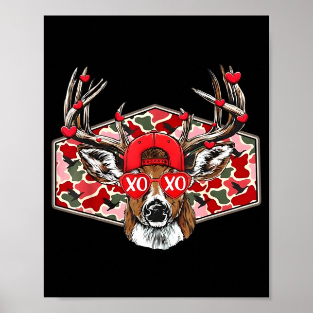 Poster Camo Xoxo Valentine Buck Deer Hunting Season Famil (Frente)