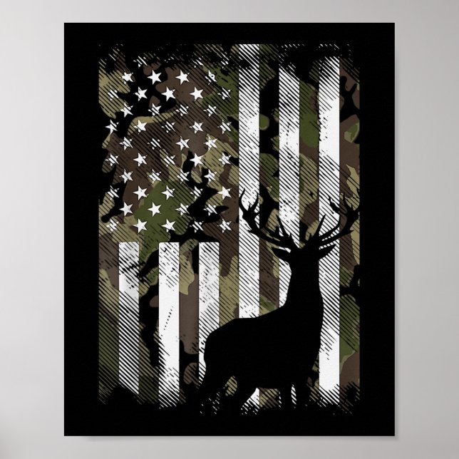 Poster Camoflage Caça à Fome, Bandeira do Camo EUA Deer E (Frente)