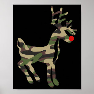Poster Camouflage Nose Vermelha Reindeer - Feriado Natal 