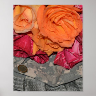 Póster Camouflagem de Tropas Uniformes Militares de rosa 