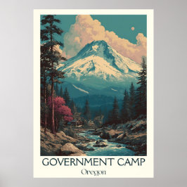 Poster Camp governo OU Vintage Mt. Hood Ski Art