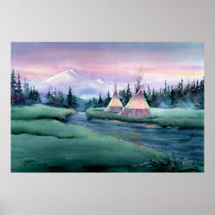 Póster CAMP RIVER TIPI por SHARON SHARPE
