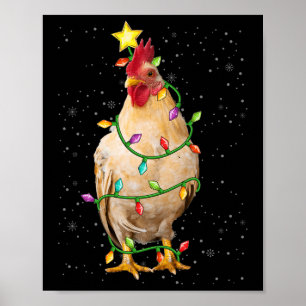 Poster Campanha Família Xmas Luzes de Natal Galinhas Feia