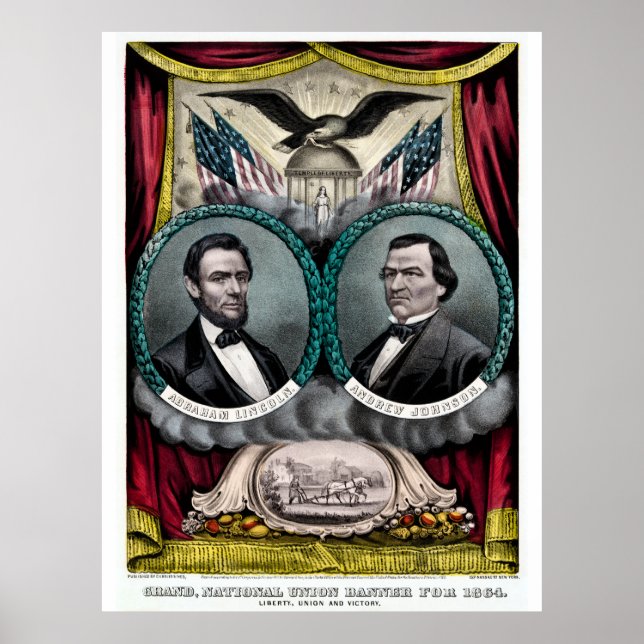 Poster Campanha Presidencial Abraham Lincoln 1864 (Frente)
