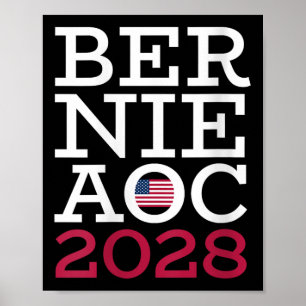 Poster Campanha Womens Bernie Aoc 2028 - Luta contra a Ol