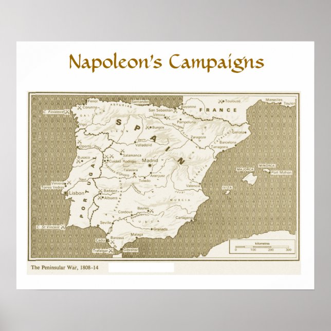 Poster Campanhas de Napoleão, Guerra Peninsular 1808-1814 (Frente)