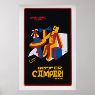 Poster Campari Amargo por Fortunato Depero Vintage