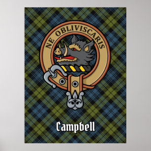 Poster Campbell Crest sobre Tartan