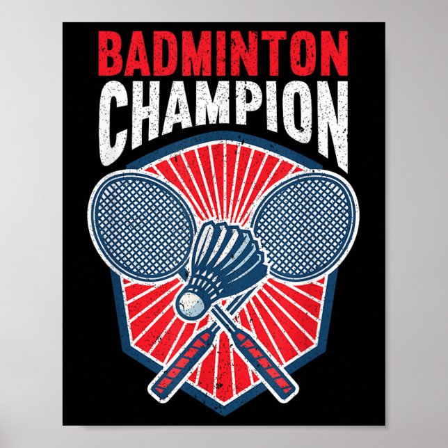 Poster Campeão de Badminton Badminton Engraçado  (Frente)