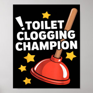 Poster Campeão de Entupimento de Vaso Sanitário Humor de 
