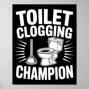 Poster Campeão de Entupimento de Vaso Sanitário Humor de 