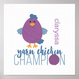 Poster Campeão de Frango de Fio Roxo e Azul