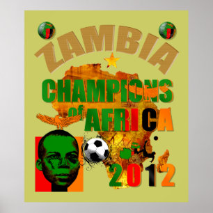 Póster Campeões da Zâmbia da arte 2012 do copo das naç