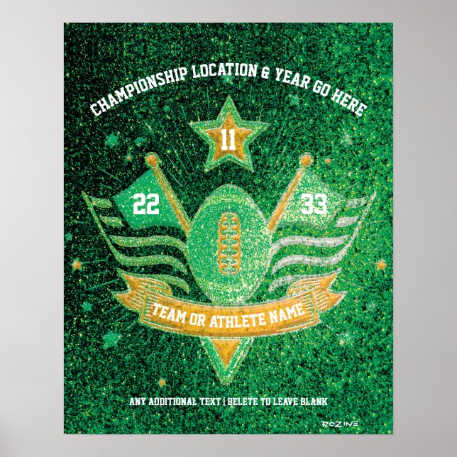Poster Campeonato de Futebol Verde + Dourado do Glitter (Frente)