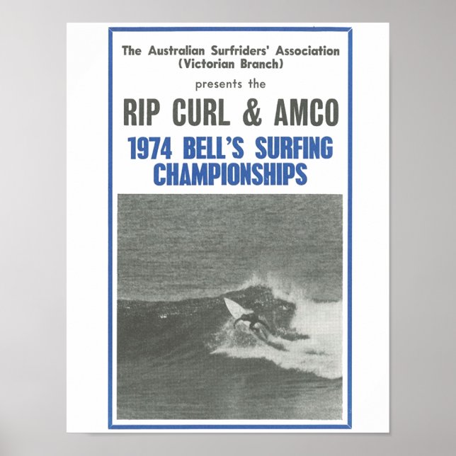 Poster Campeonato de Surfe de Bells de 1974, competição d (Frente)