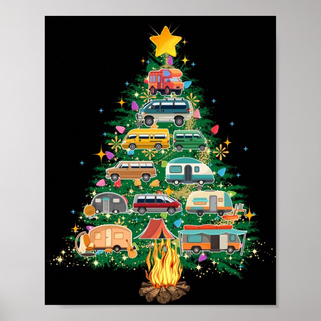 Poster Camper Christmas Tree Vehicle Camving Rving (Frente)